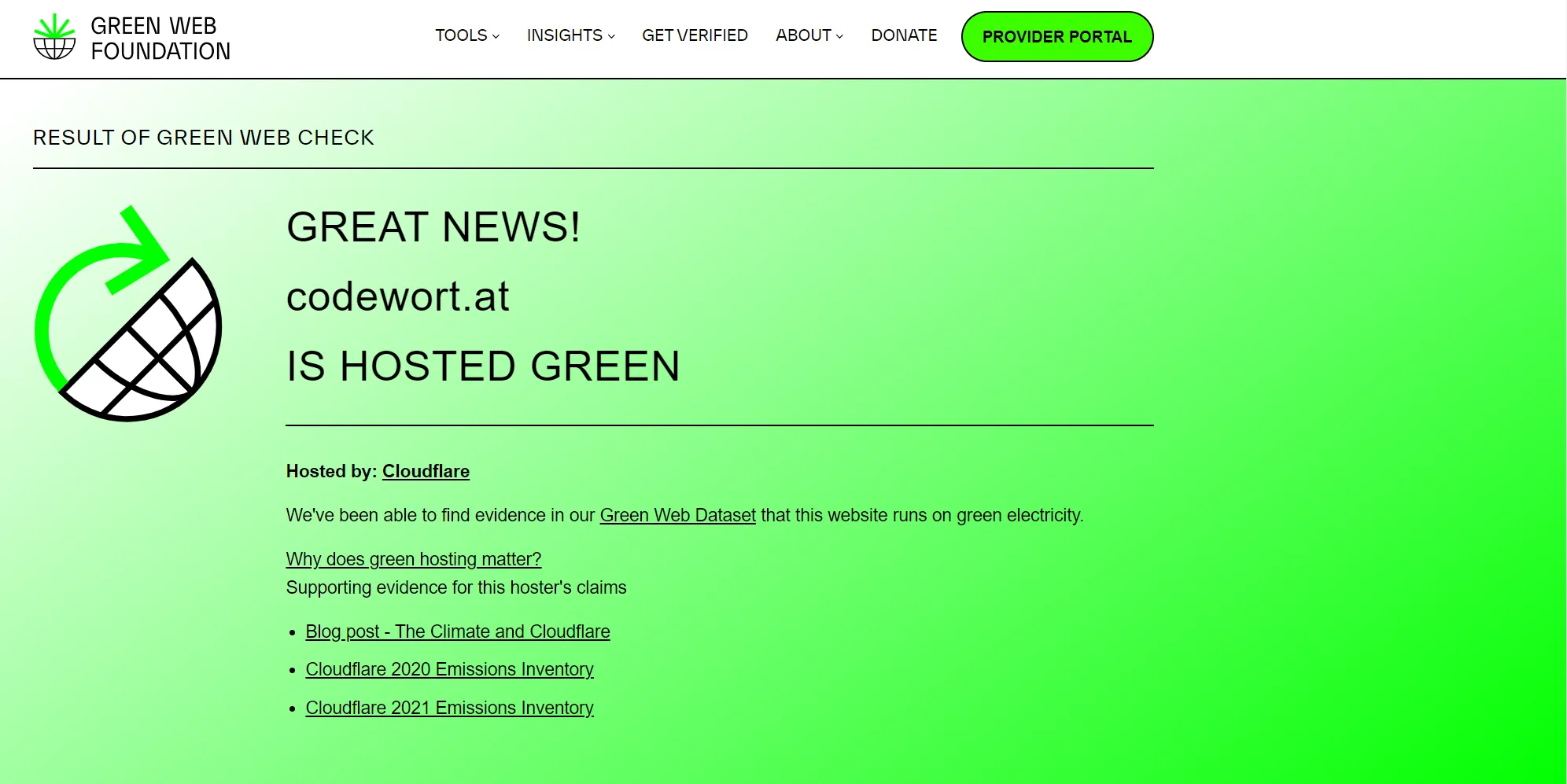 Green Web Foundation Certificate
